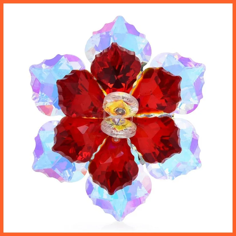Shining Glass Flower Brooches For Women