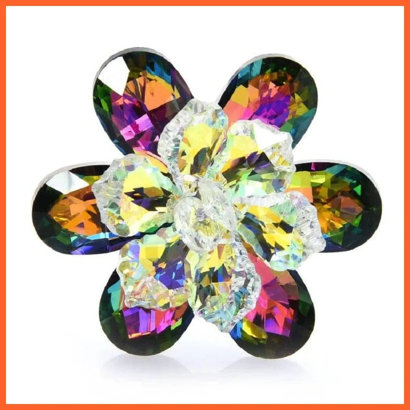 Shining Glass Flower Brooches For Women