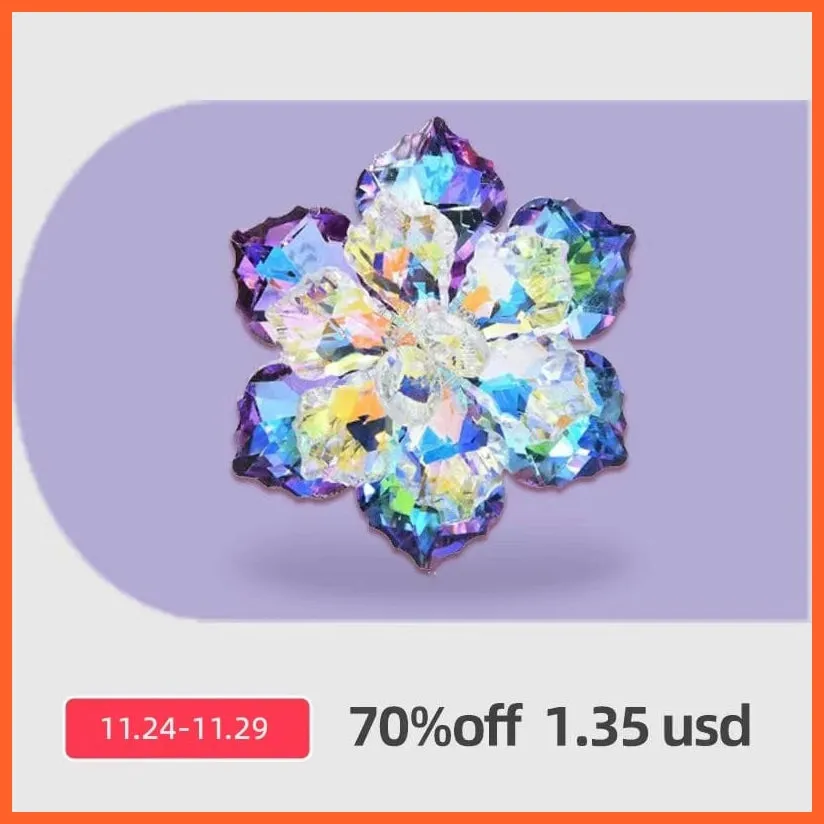 Shining Glass Flower Brooches For Women