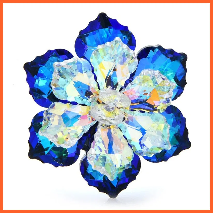 Shining Glass Flower Brooches For Women