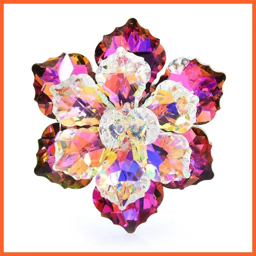 Shining Glass Flower Brooches For Women