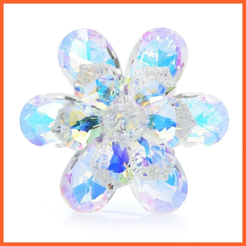 Shining Glass Flower Brooches For Women