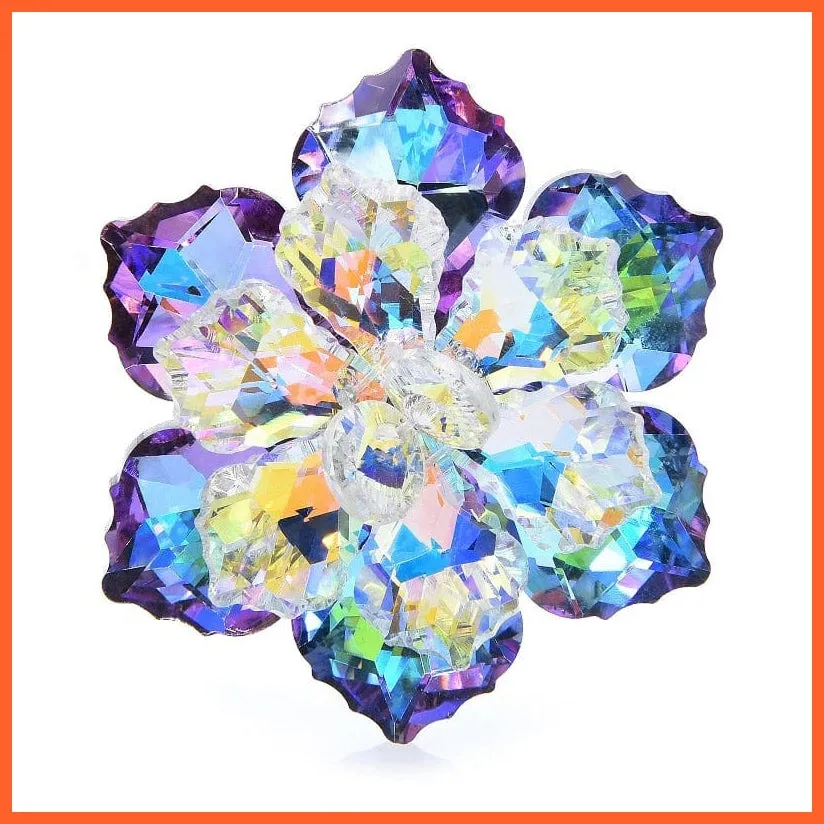 Shining Glass Flower Brooches For Women