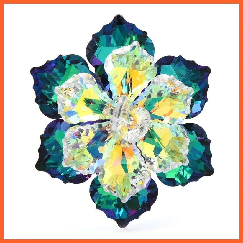 Shining Glass Flower Brooches For Women