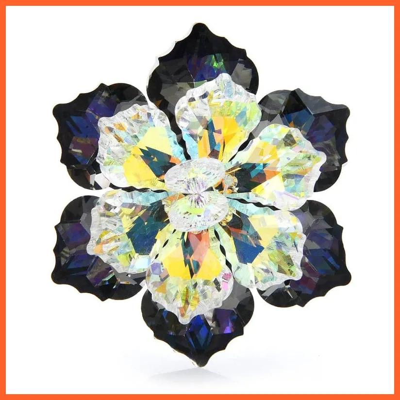 Shining Glass Flower Brooches For Women