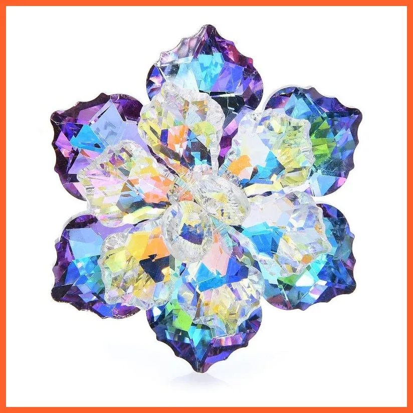 Shining Glass Flower Brooches For Women