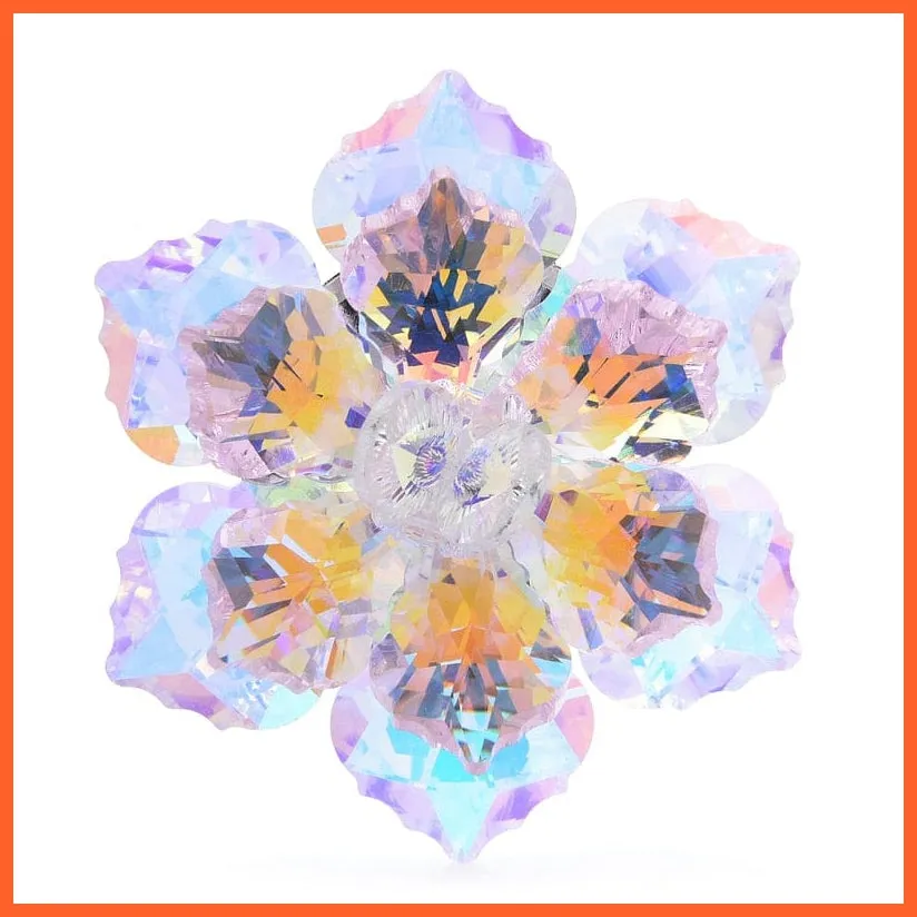 Shining Glass Flower Brooches For Women