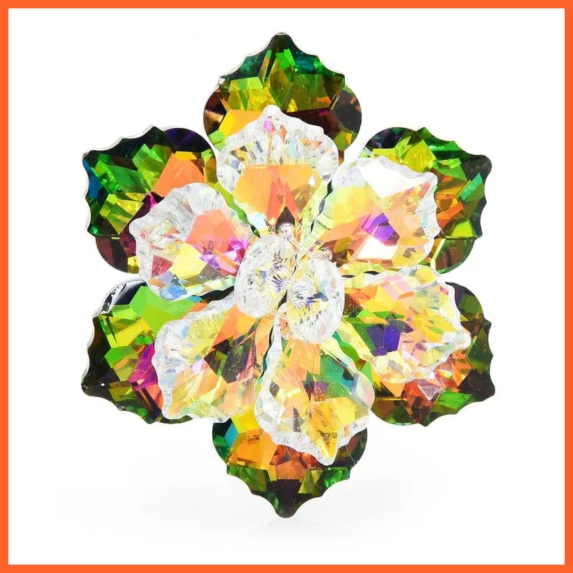 Shining Glass Flower Brooches For Women