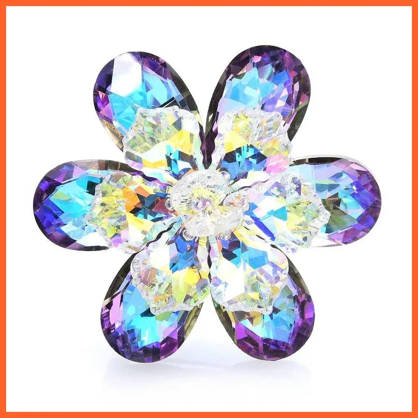 Shining Glass Flower Brooches For Women