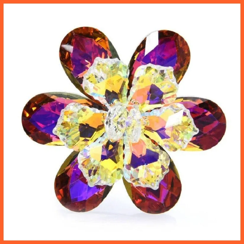Shining Glass Flower Brooches For Women