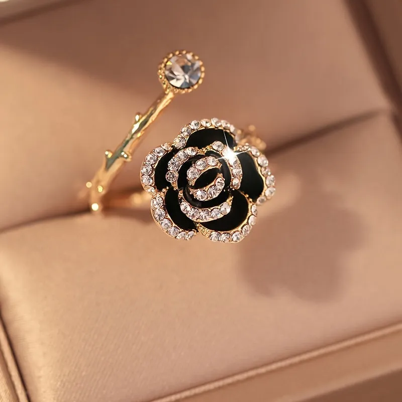 Shiny Camellia Open Ring,
