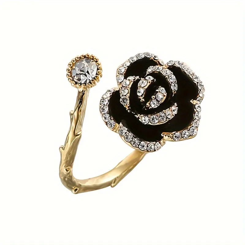 Shiny Camellia Open Ring,