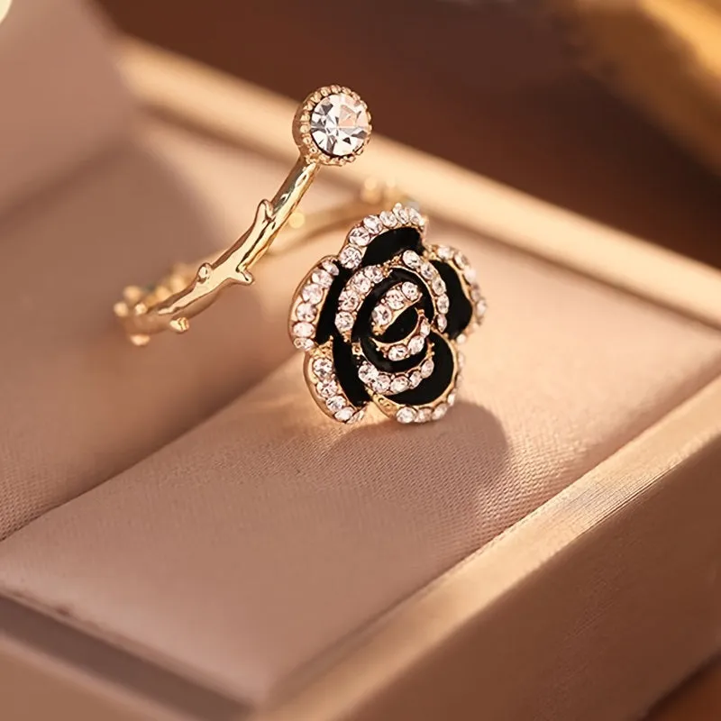 Shiny Camellia Open Ring,