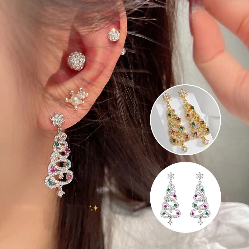 Shiny Christmas Tree Earrings