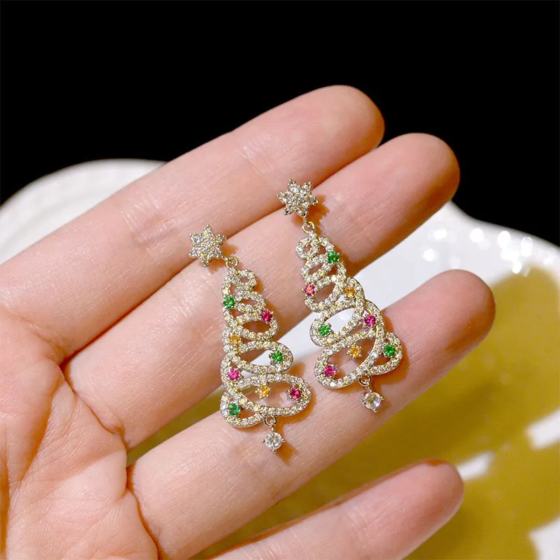 Shiny Christmas Tree Earrings