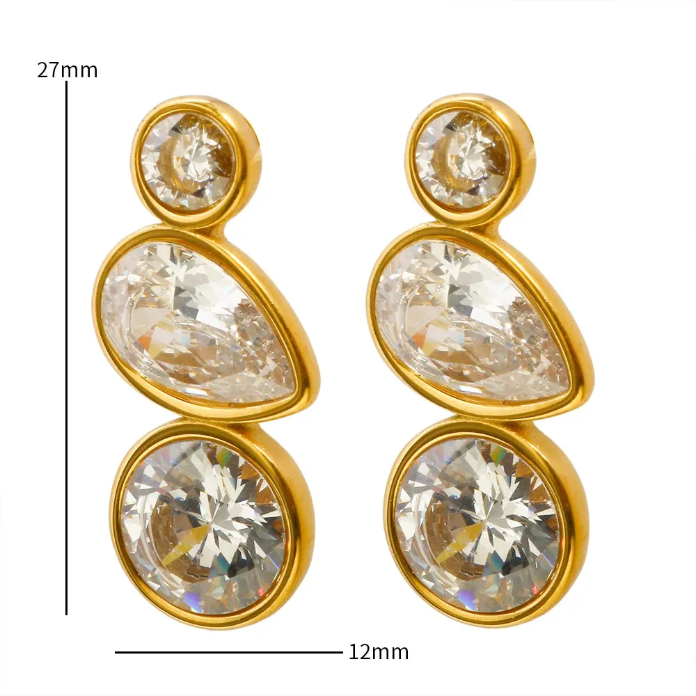Shiny Cubic Zirconia Irregular Inlay Earrings