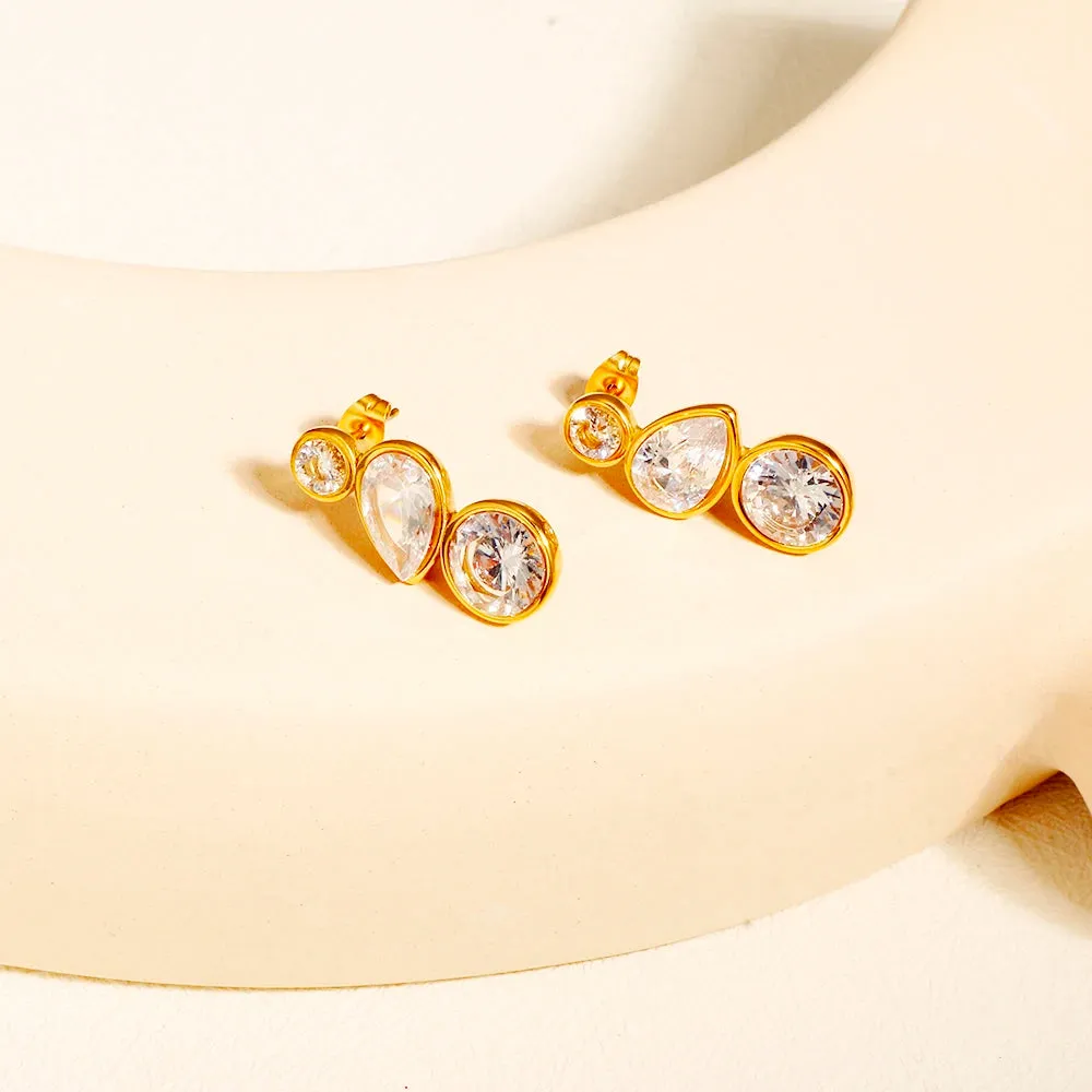 Shiny Cubic Zirconia Irregular Inlay Earrings