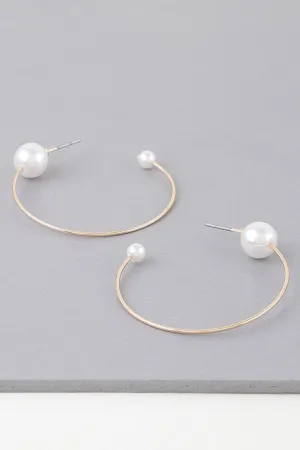Shiny Delicate Pearl Hoop Earrings