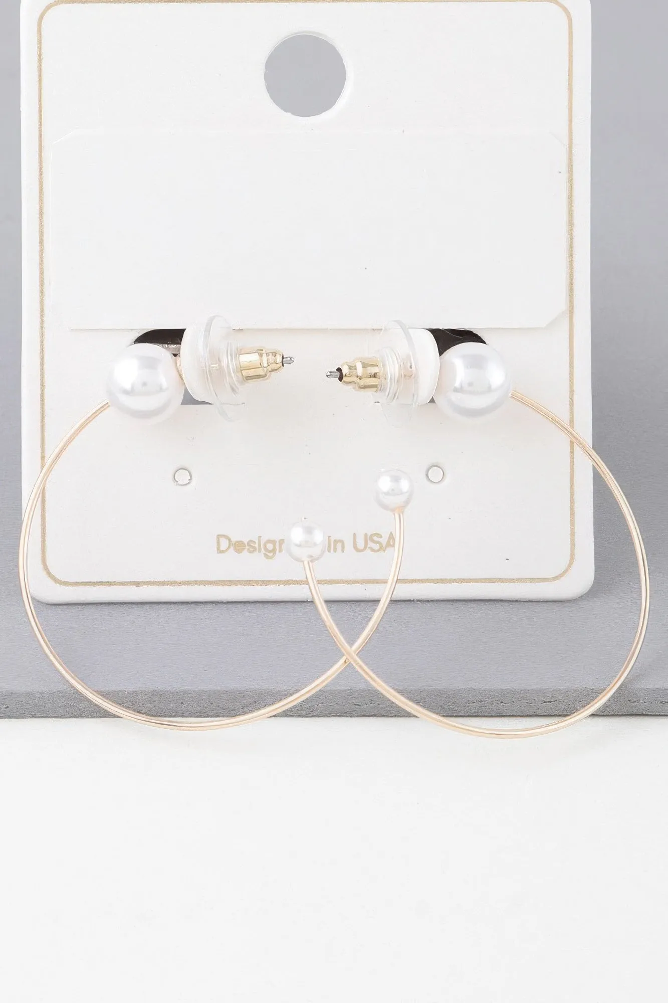 Shiny Delicate Pearl Hoop Earrings