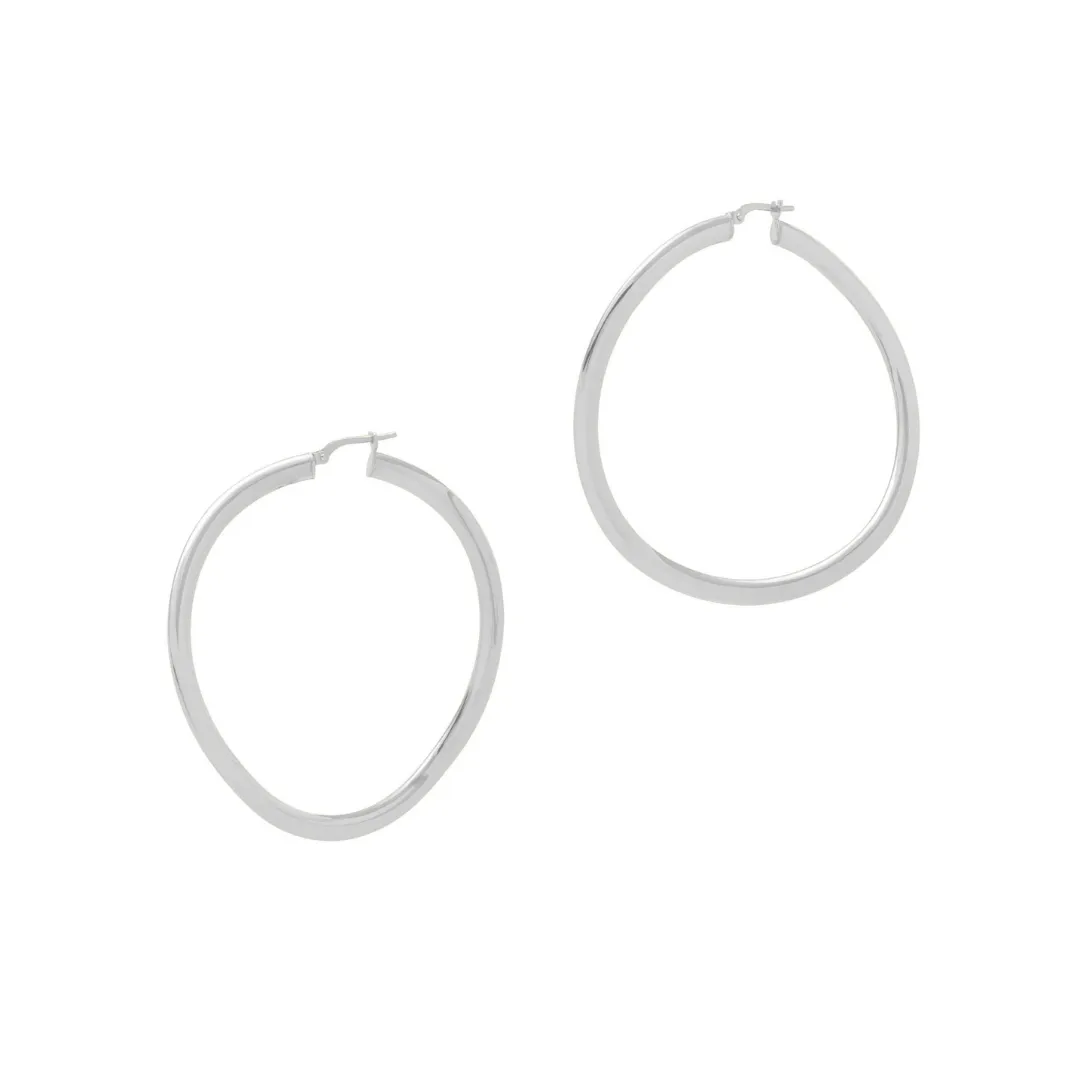 Shiny Wave Earrings - Silver
