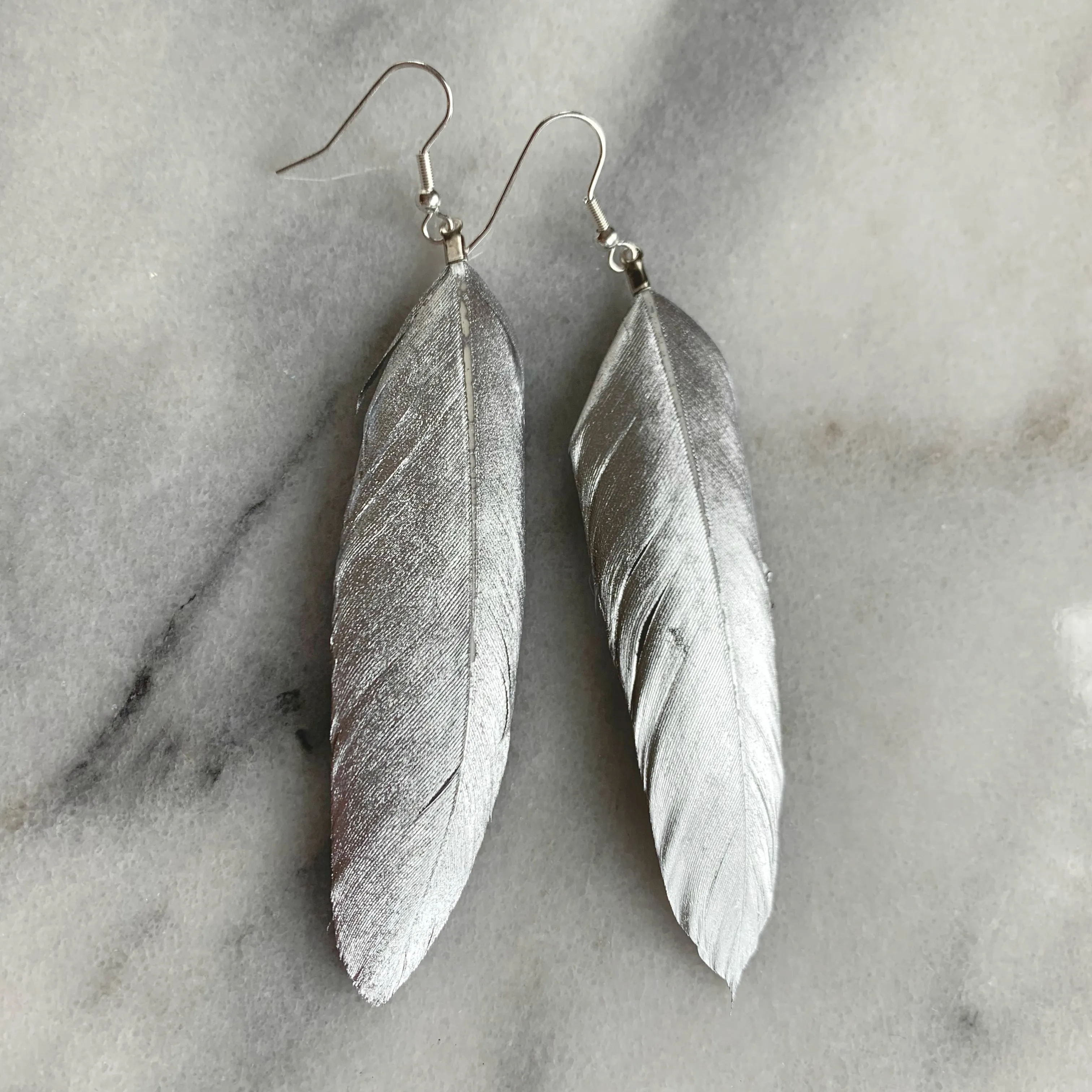 Silver 4 Feather Earrings