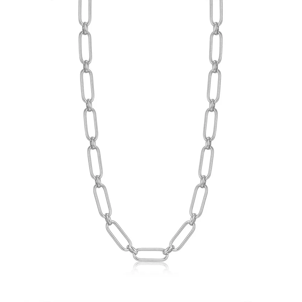 Silver Cable Connect Chunky Chain Necklace