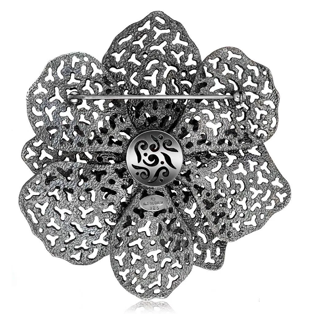 Silver Coronaria Brooch/Pendant with Oval Green Agate