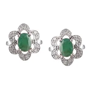 Silver Emerald Cufflinks 6x8 mm oval Natural Emerald Cufflinks Men Fathers Day Engagement Cufflinks May Birthstone Cufflinks