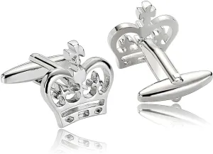 Silver Men's Cufflinks Stainless Steel Engraved Cufflinks, Crown Custom Cufflinks Personalized Cufflinks for Men Cufflinks Set