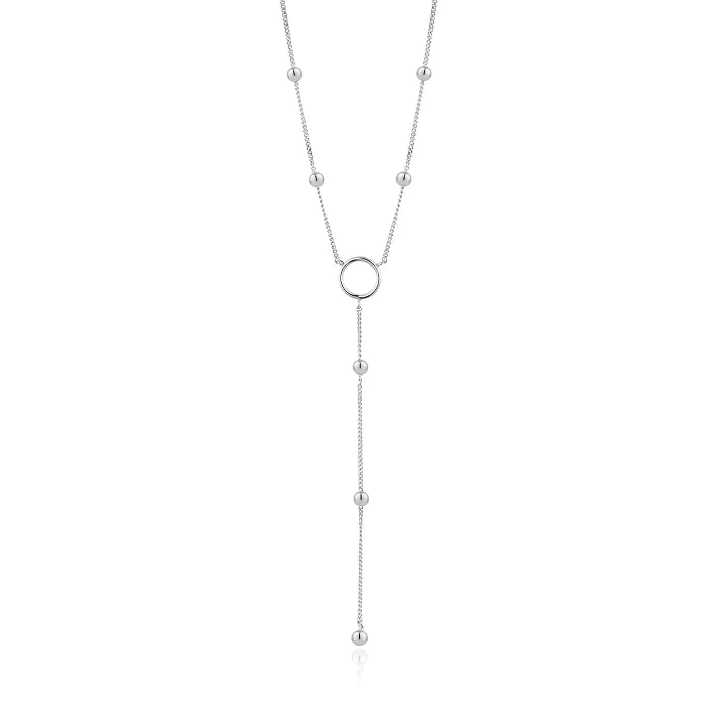 Silver Modern Circle Y Necklace