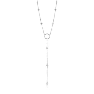 Silver Modern Circle Y Necklace