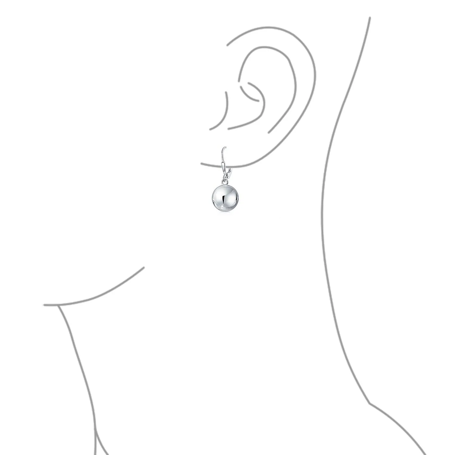 Simple Rose Gold Drop Ball Earrings Sterling Silver 6MM 8MM 10MM Beads