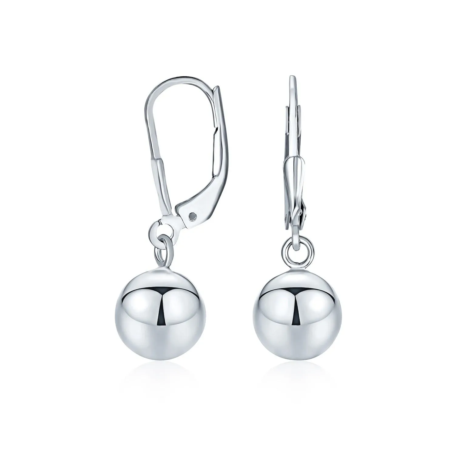 Simple Rose Gold Drop Ball Earrings Sterling Silver 6MM 8MM 10MM Beads