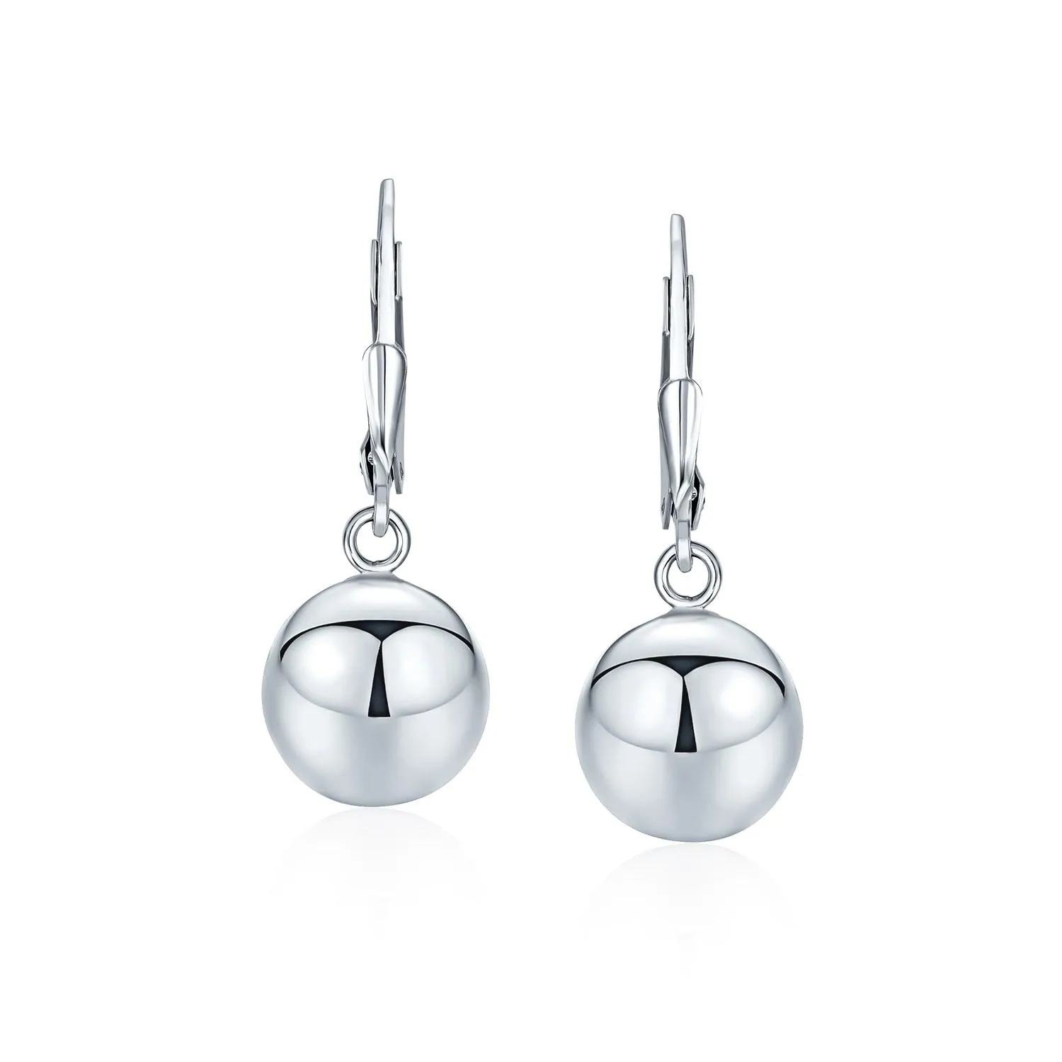 Simple Rose Gold Drop Ball Earrings Sterling Silver 6MM 8MM 10MM Beads