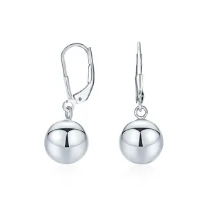 Simple Rose Gold Drop Ball Earrings Sterling Silver 6MM 8MM 10MM Beads