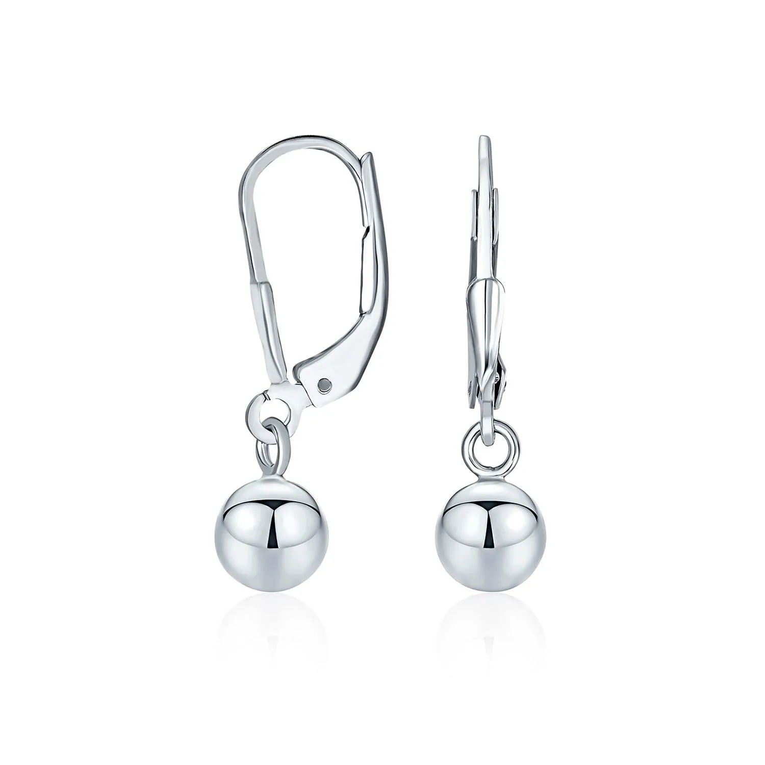 Simple Rose Gold Drop Ball Earrings Sterling Silver 6MM 8MM 10MM Beads