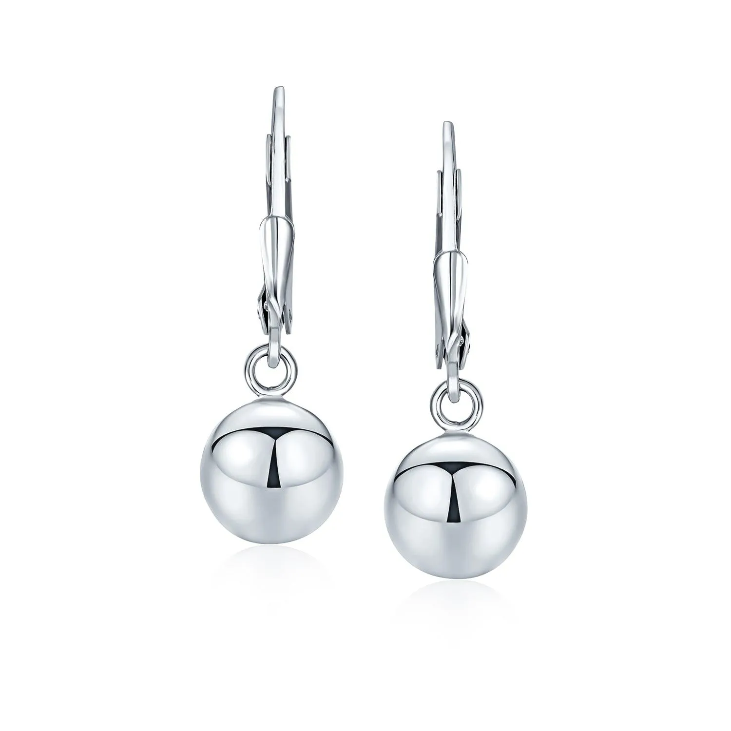 Simple Rose Gold Drop Ball Earrings Sterling Silver 6MM 8MM 10MM Beads