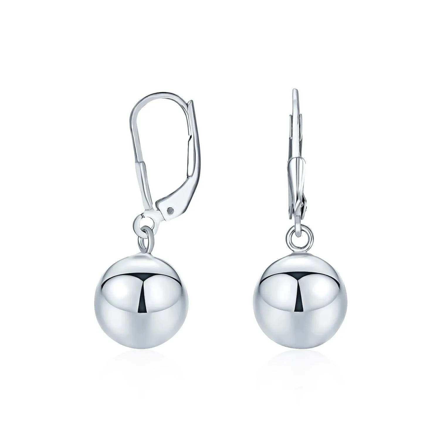 Simple Rose Gold Drop Ball Earrings Sterling Silver 6MM 8MM 10MM Beads