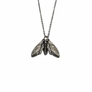 Skull Moth Necklace Silver