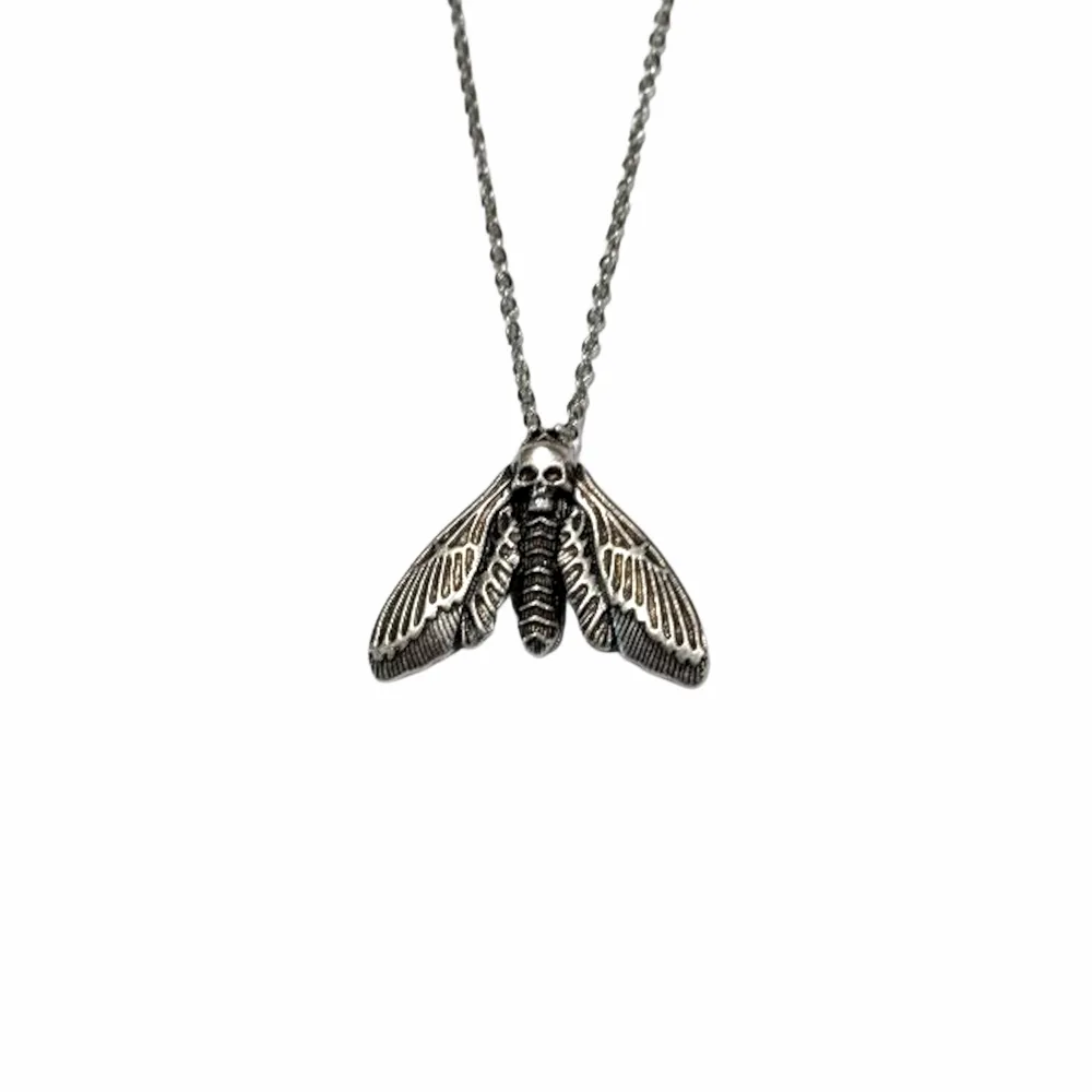 Skull Moth Necklace Silver