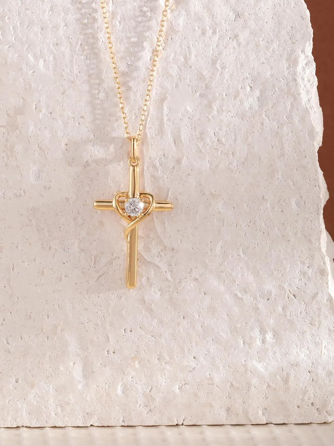 S.Leaf Cross Necklace for Women Gold Diamond Cross Necklaces for Women Sterling Silver Cross Pendant Necklaces for Women Birthday Anniversary