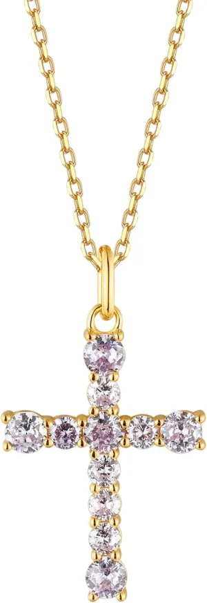 S.Leaf Gold Cross Necklace for Women Sterling Silver Birthstone Friendship Charm Choker Dainty Diamond Cross Necklaces Best Friend Birthday Gifts for Women Trendy Sister Mom Wife Womens Her Friend Party