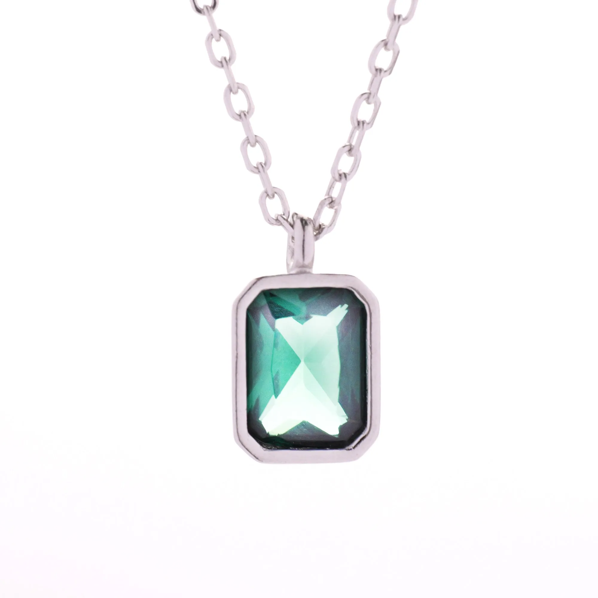 Solitaire Bezel Pendant Necklace- Sterling Silver