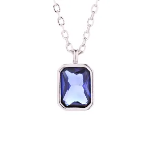 Solitaire Bezel Pendant Necklace- Sterling Silver