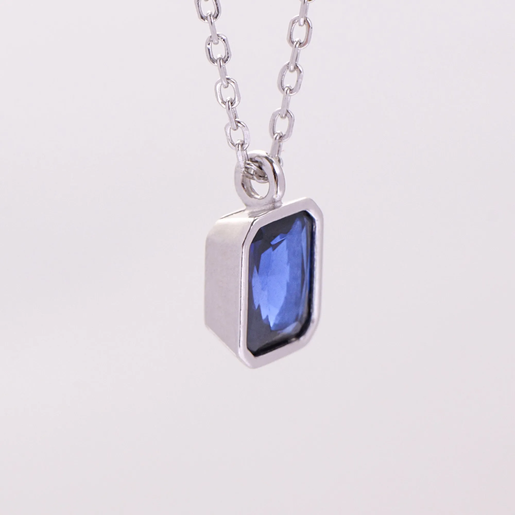 Solitaire Bezel Pendant Necklace- Sterling Silver