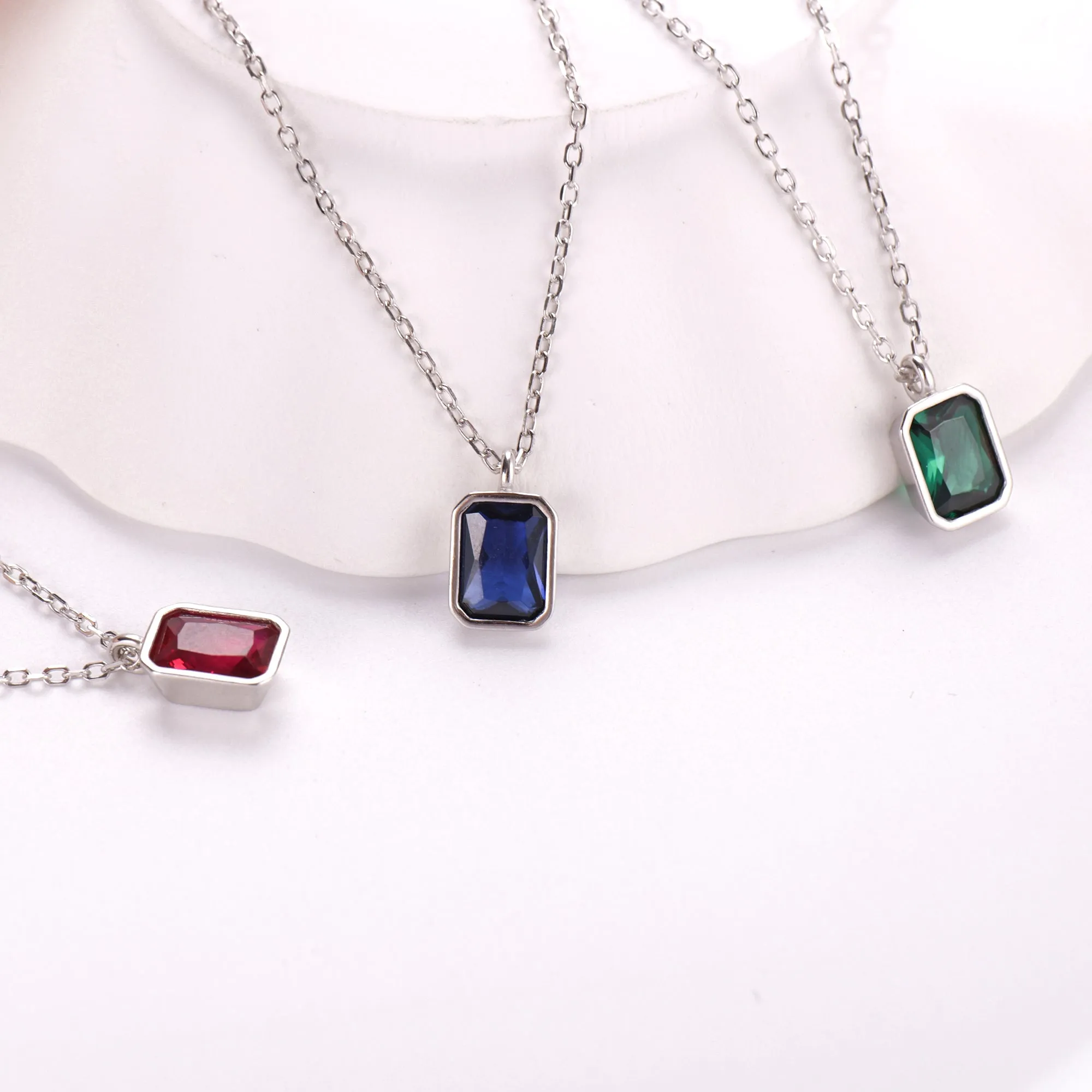 Solitaire Bezel Pendant Necklace- Sterling Silver
