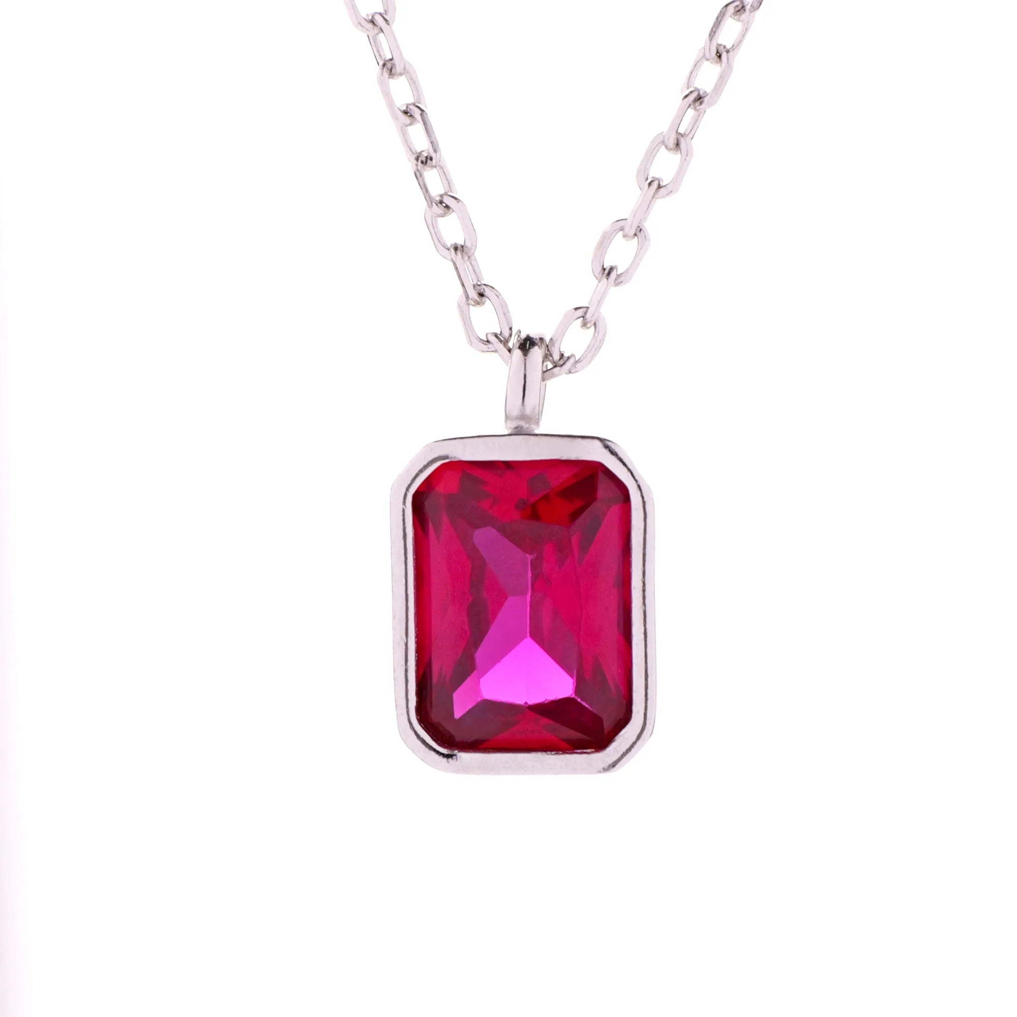 Solitaire Bezel Pendant Necklace- Sterling Silver
