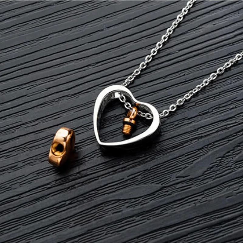 Sophisticated Double Heart Small Urn for Ashes Necklace