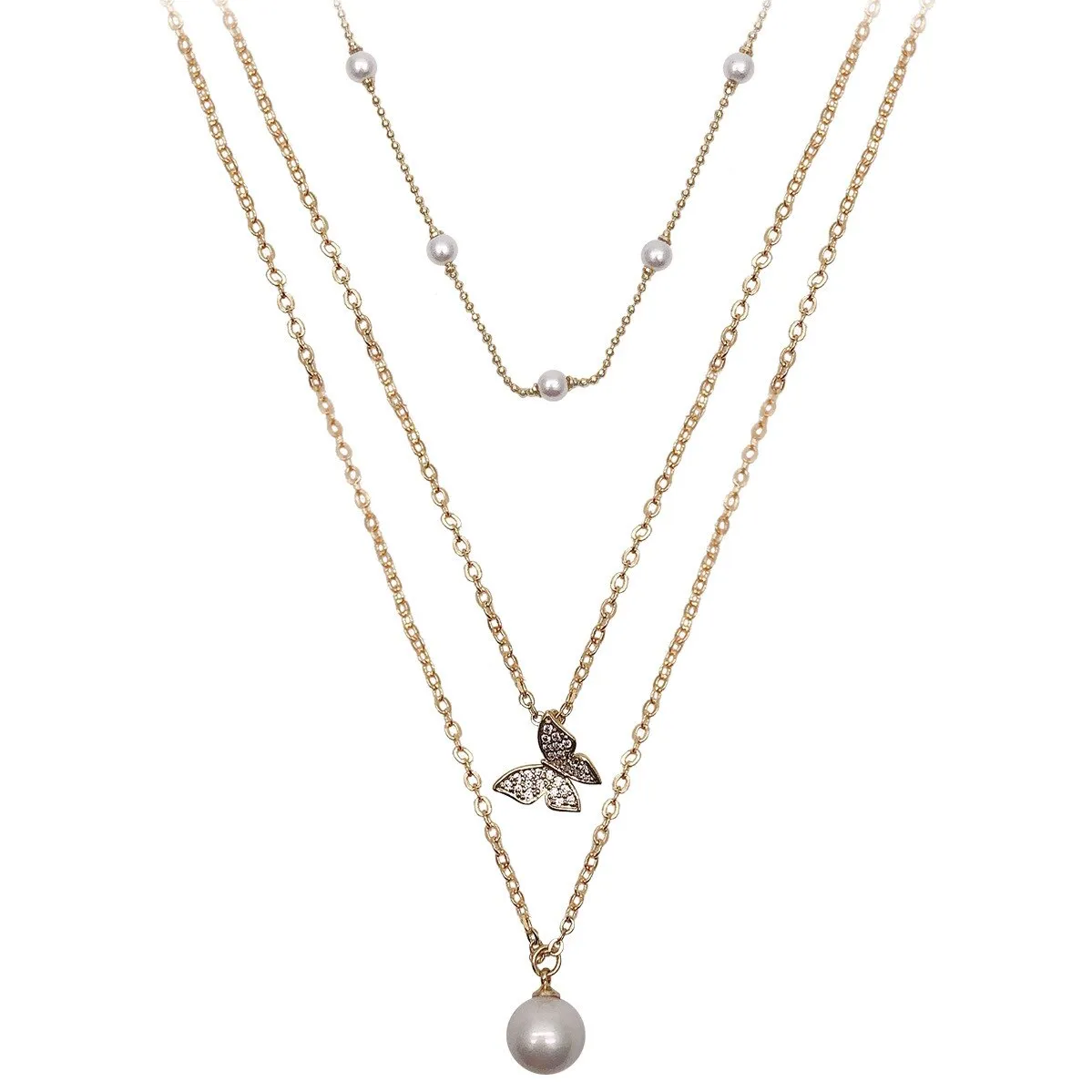 South Korean New Style Temperament Multi   Layer Pearl Collarbone
