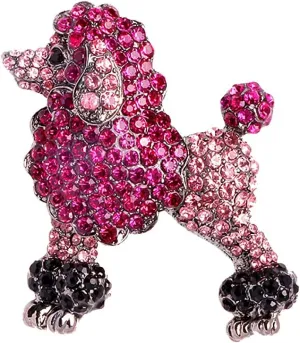 Sparkling Rhinestone Poodle Dog Brooches Women Christmas Animal Brooch Pins
